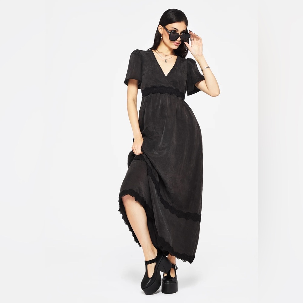 NWT Disturbia Maeve Lyocell Blend Lace Detail Maxi Dress